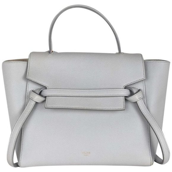 Céline Handbags - Celine Grey Grained Leather Micro Belt Bag Satchel